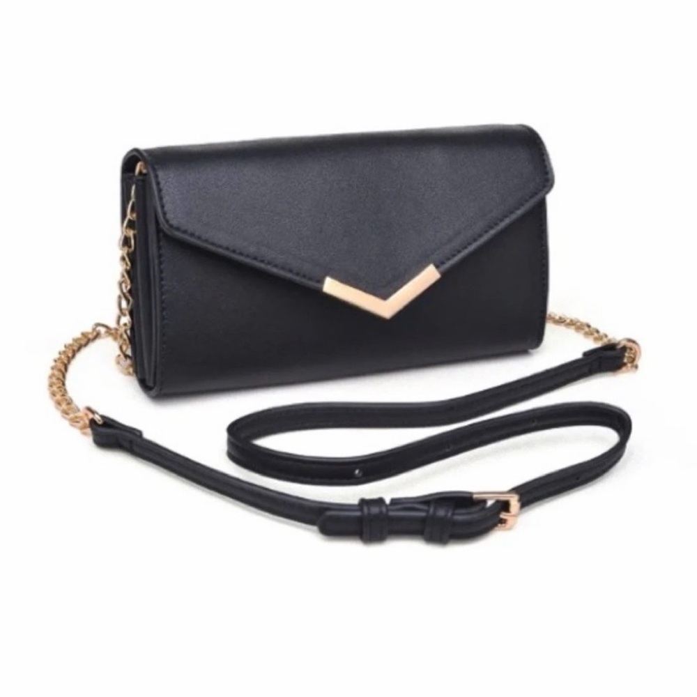 NEW Urban Expressions Hester Envelope Crossbody Bag, Black Faux Leather